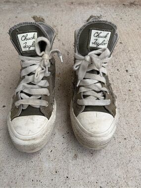 Converse Chuck Taylor Lift Platform Oversized Patch Green Womens 7.5